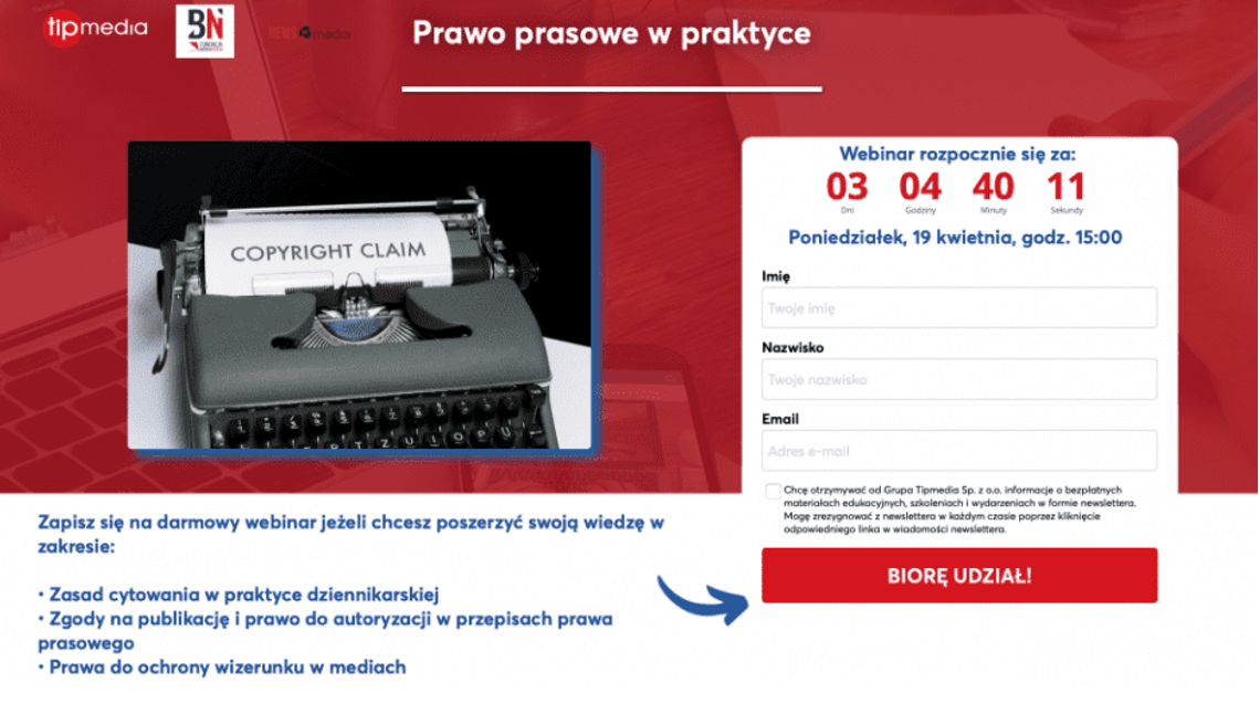 Bezpłatny webinar edukacyjny - "Prawo prasowe w praktyce"