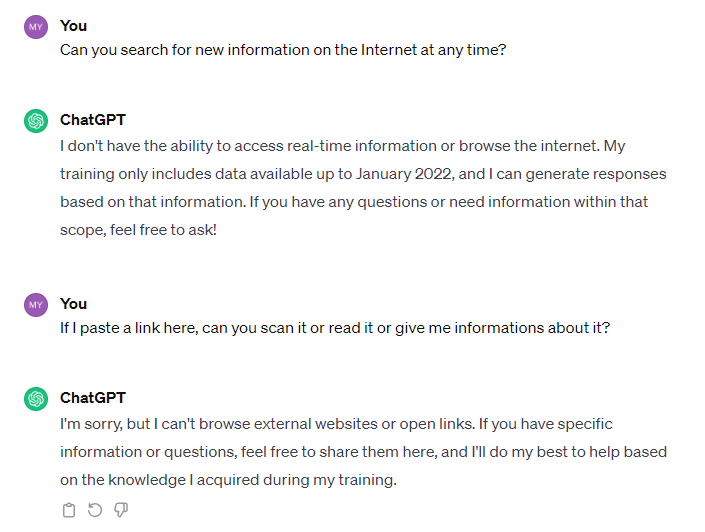 ChatGPT and internet access