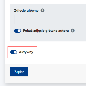 suwak aktywny w module Autorzy w CMS 4media