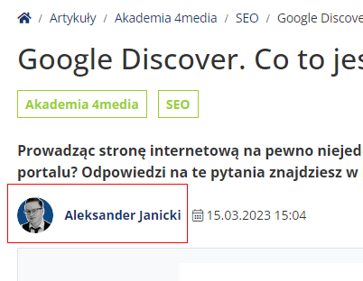 Miniatura, imię i nazwisko autora artykułu - podpis pod leadem opublikowanego artykułu.