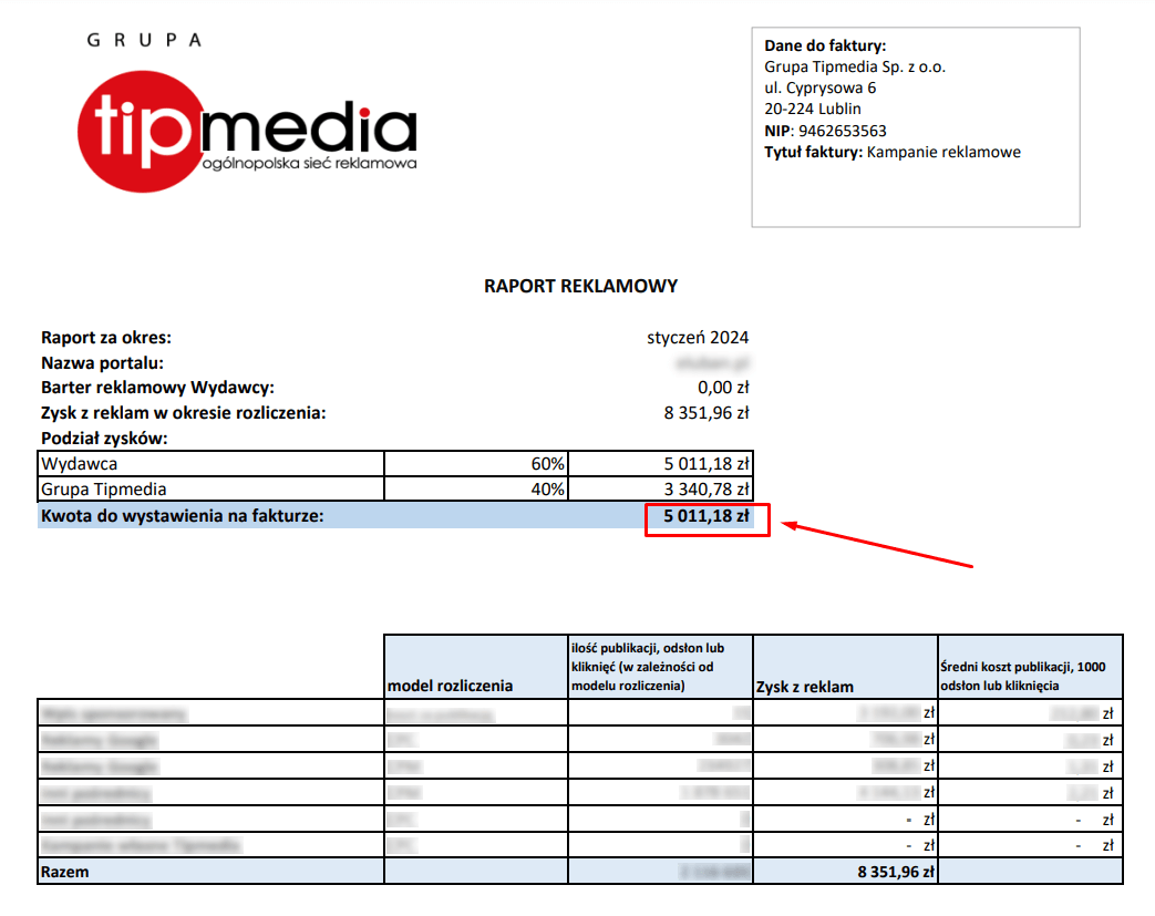 raport reklamowy dla wydawców tipmedia 4media