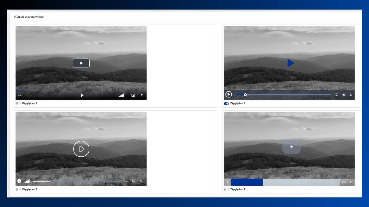 różne wyglądy playera wideo w CMS 4media