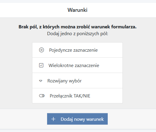 warunki formularza