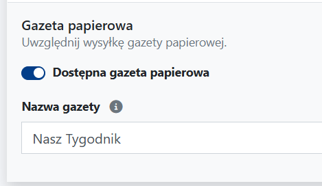 ustawienia planu subskrypcji dla gazety papierowej