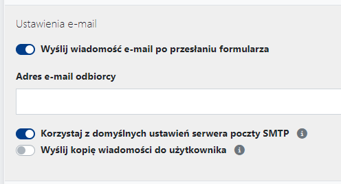 ustawienia email formularza