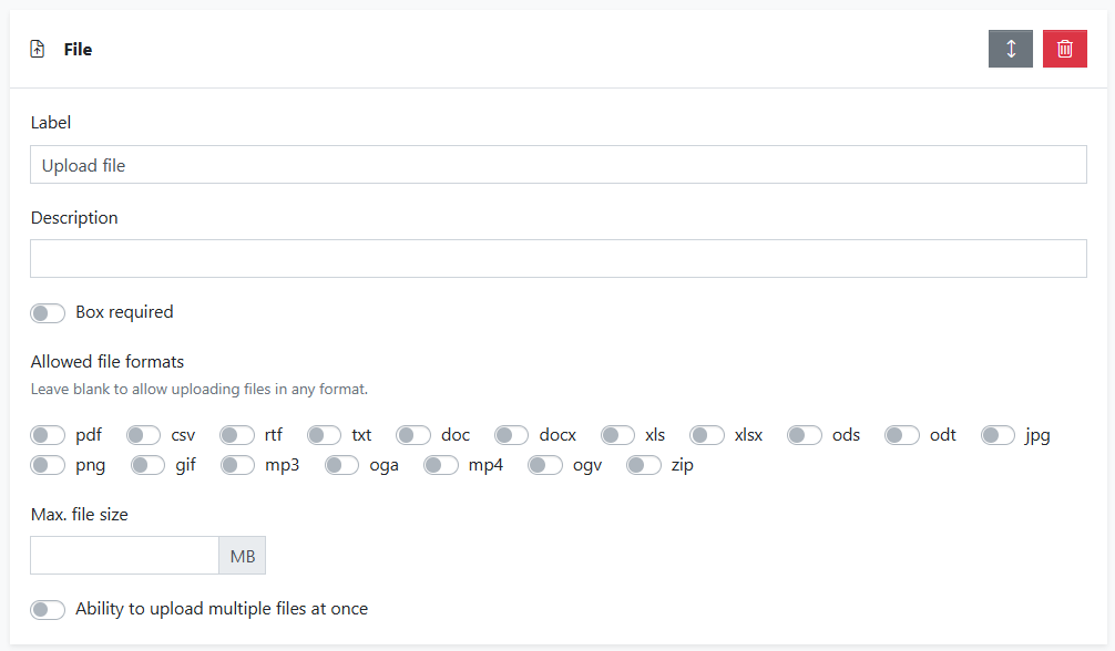 file settings in forms in CMS 4media