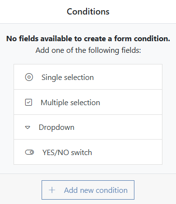 conditions for fields in forms