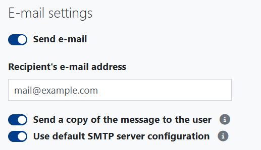 e-mail settings in form in CMS 4media