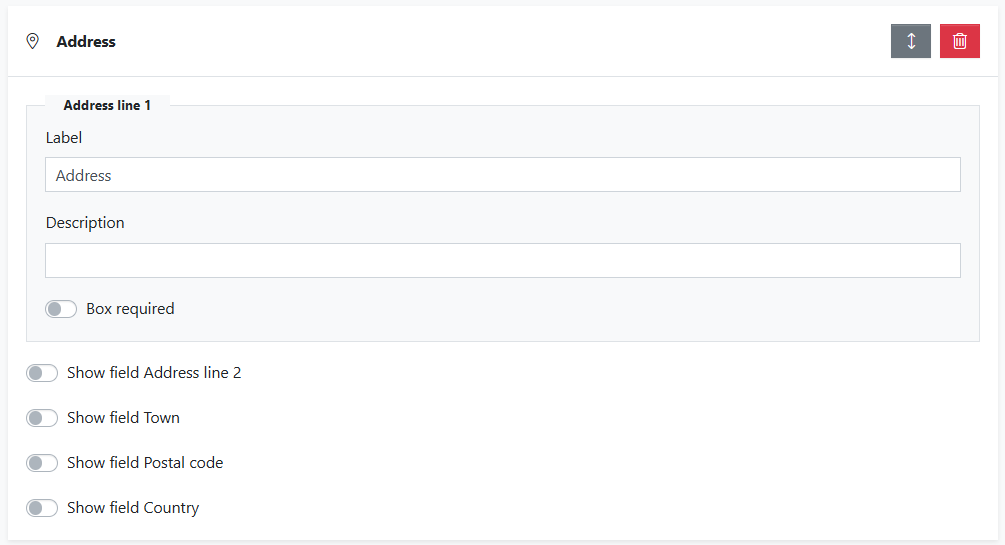 address field in form config