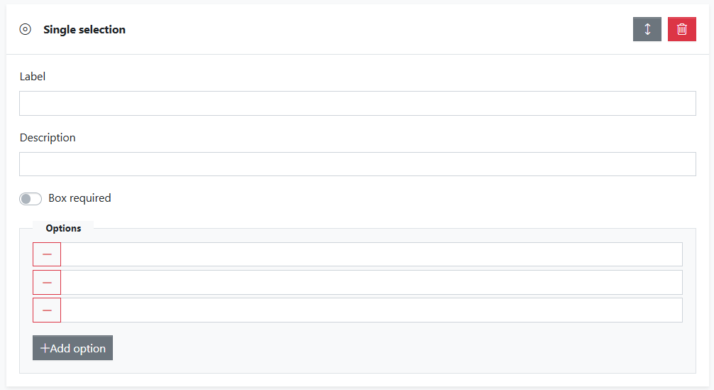 Single selection configuration in form