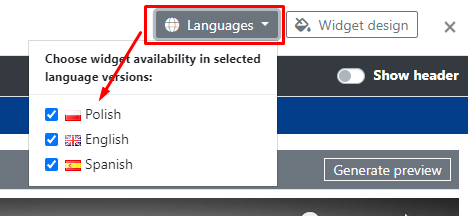 Editing Widgets in Different Language Versions