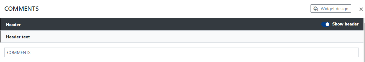 Header settings in the comments widget in CMS 4media.