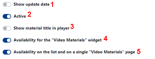 Settings for the uploaded YouTube material in the Multimedia module within CMS 4media: