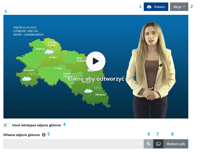 plik wideo dodatkowe opcje i ustawienia zdjęcia