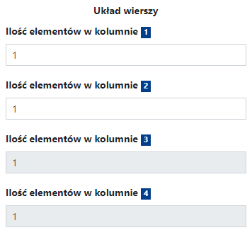 układ wierszy w widgecie ogłoszenia