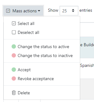 Mass (bulk) actions in classifieds module.