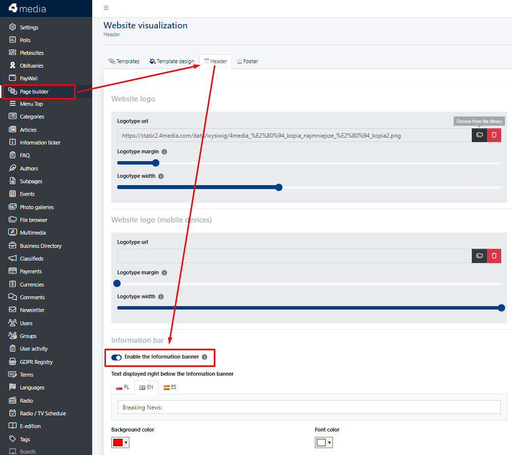 enabling news bar