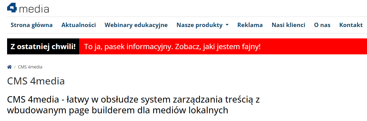 pasek informacyjny CMS 4media