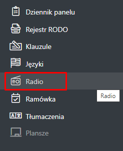 Moduł radio w menu CMS 4media