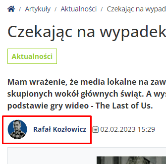 autor artykułu - podpis na portalu