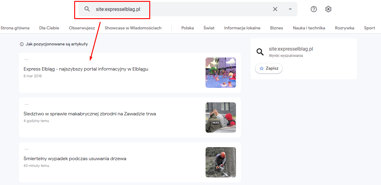 Wejdź na Google News i w wyszukiwarce wpisz site:nazwatwojegoportalu.pl, żeby zobaczyć wyniki.