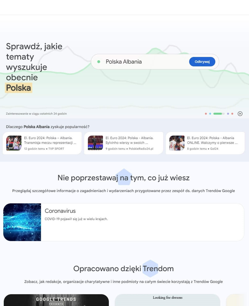 strona główna Google Trends