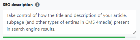 SEO description in the SEO fields of CMS 4media