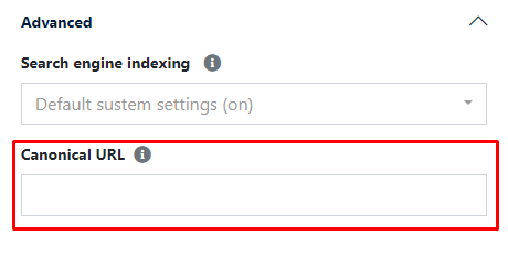 Canonical URL settings in SEO fields