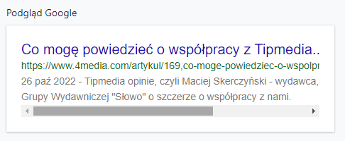 pola SEO podgląd w Google