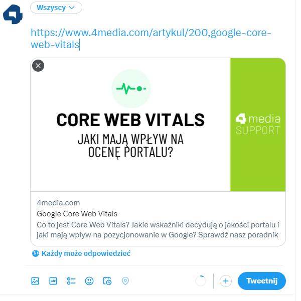 podgląd linku Twitter