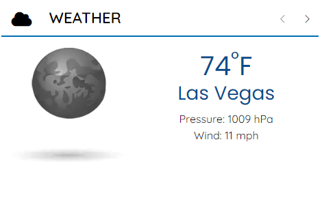 An example appearance of the weather widget on a website.