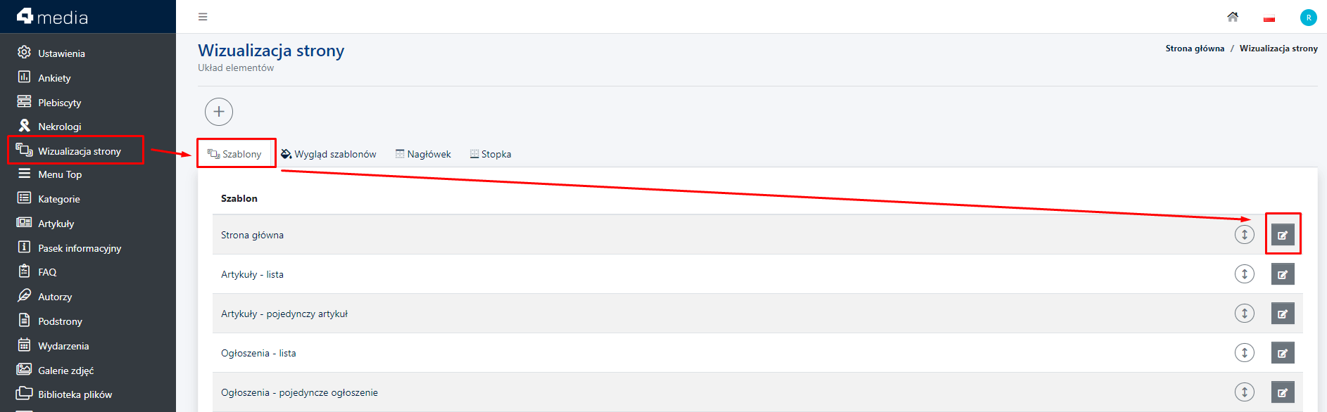 edytowanie wyglądu widgetu w CMS 4media