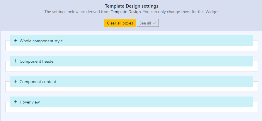 Template design settings.