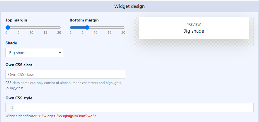 Widget design settings in CMS 4media.