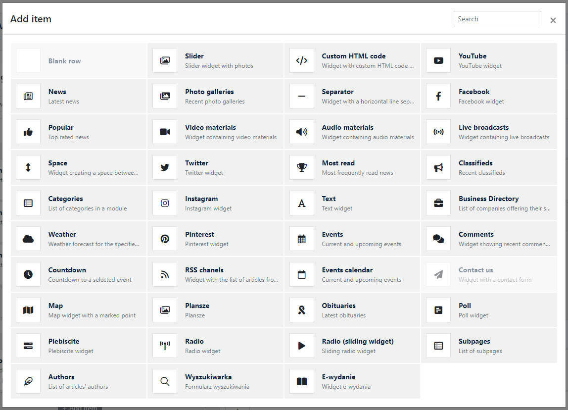 widgets CMS 4media