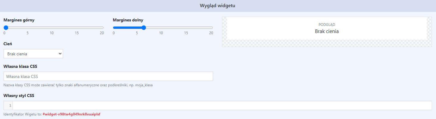 ustawienia wyglądu widgetu