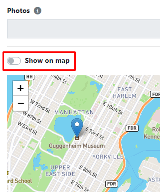 Click on the toggle switch to display the map in the event.