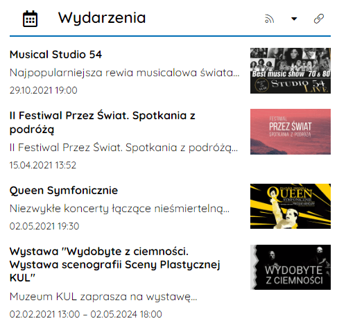 widget wydarzenia na pasku bocznym