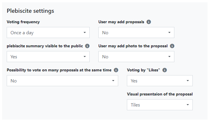 Plebiscite settings related to voting.