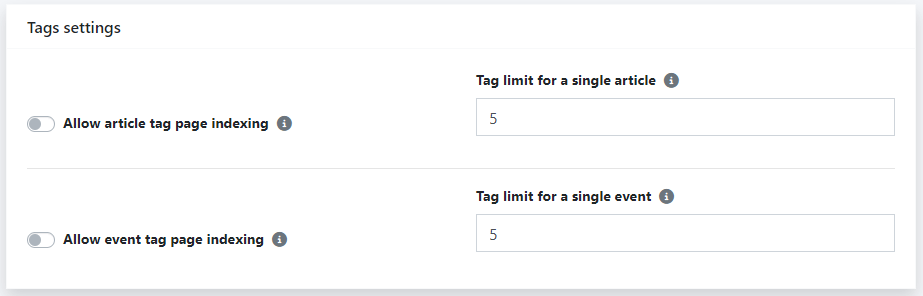 Global tag settings are available in the Settings -> Tags.