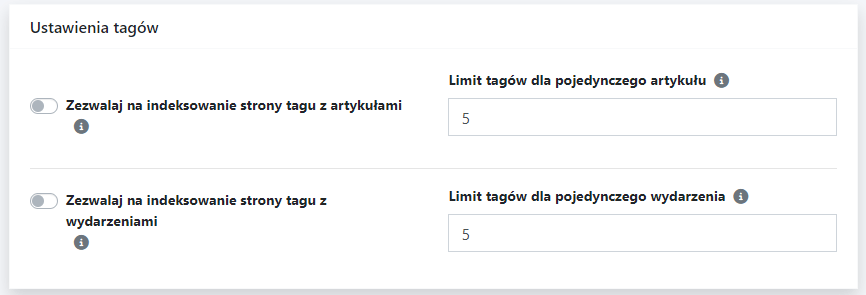 Globalne ustawienia tagów znajdziesz w Ustawienia -> Tagi