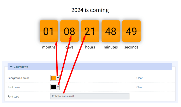 Example Countdown Widget Design Settings