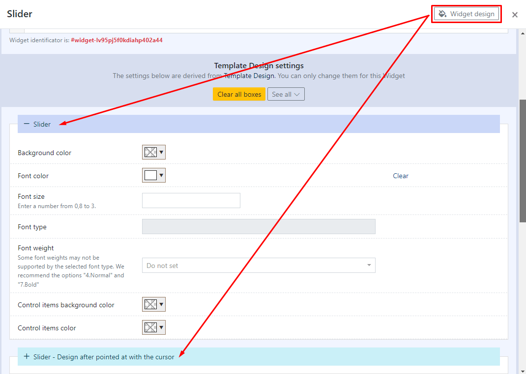 Advanced Settings for Slider Widget Design