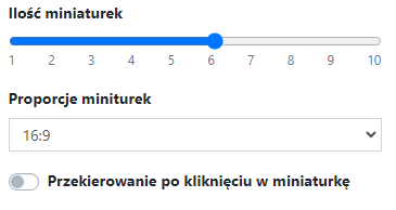 Ustawienia dot. miniaturek w widgecie Slider