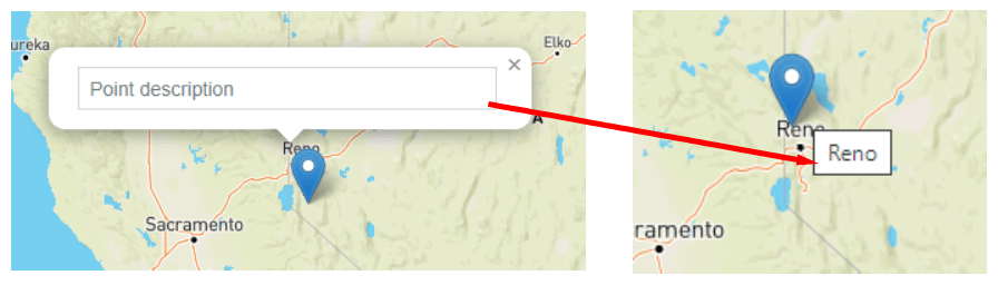 Information displayed when hovering over a pin