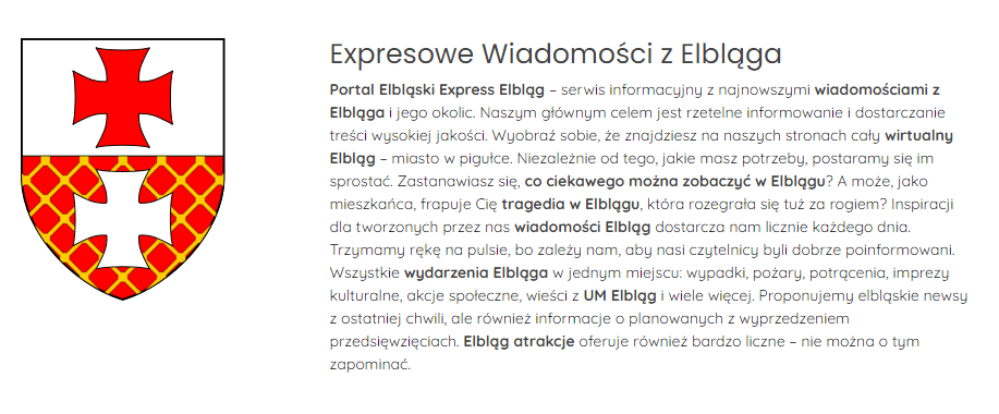 Example of using the Text Widget on the ExpressElblag.pl news website.