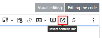 "Insert content link" button in the text editor.