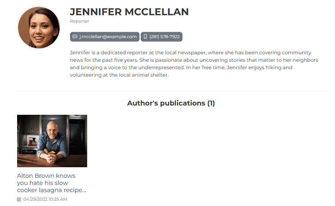 New Author Profile in CMS 4media