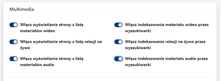 dodatkowe ustawienia indeksowania multimediów w CMS 4media
