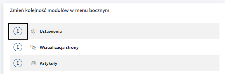 zmiana kolejności modułów w menu bocznym